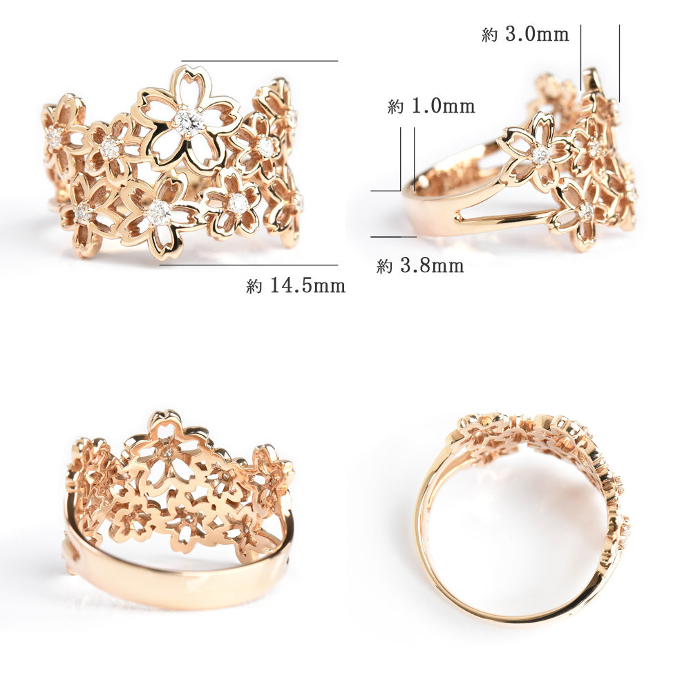 Sakura Flowers N Diamond Ring