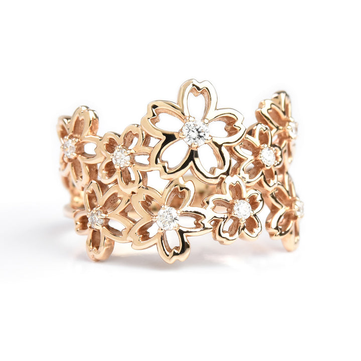 Sakura Flowers N Diamond Ring