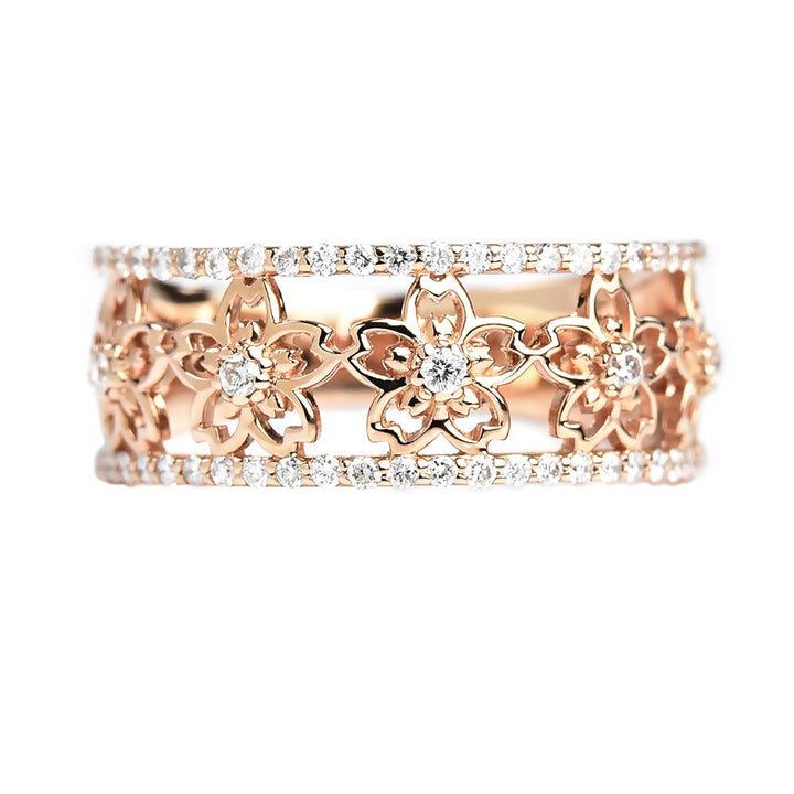 Sakura Flowers N Diamond Ring