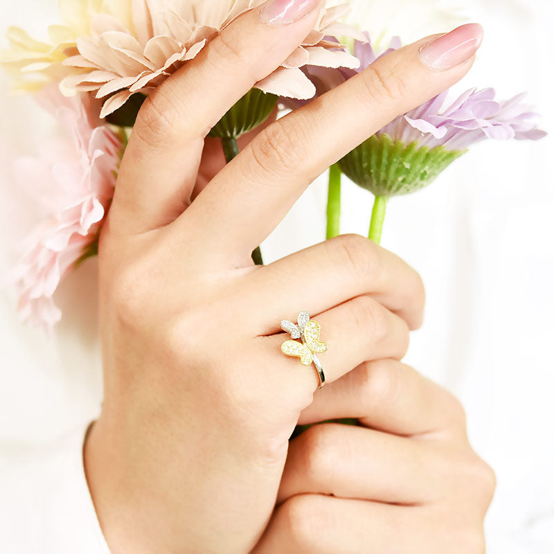 2 Color Butterflies Ring