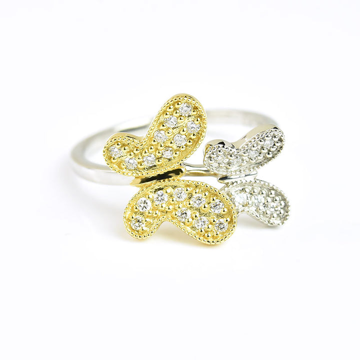2 Color Butterflies Ring