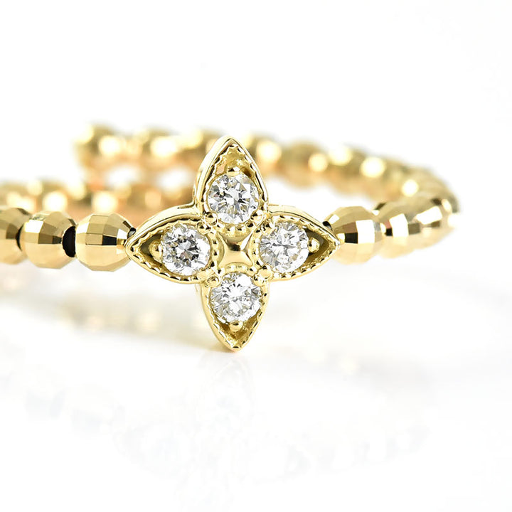 Bead Flower Diamond Adjustible Ring