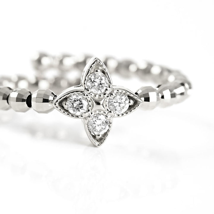 Bead Flower Diamond Adjustible Ring