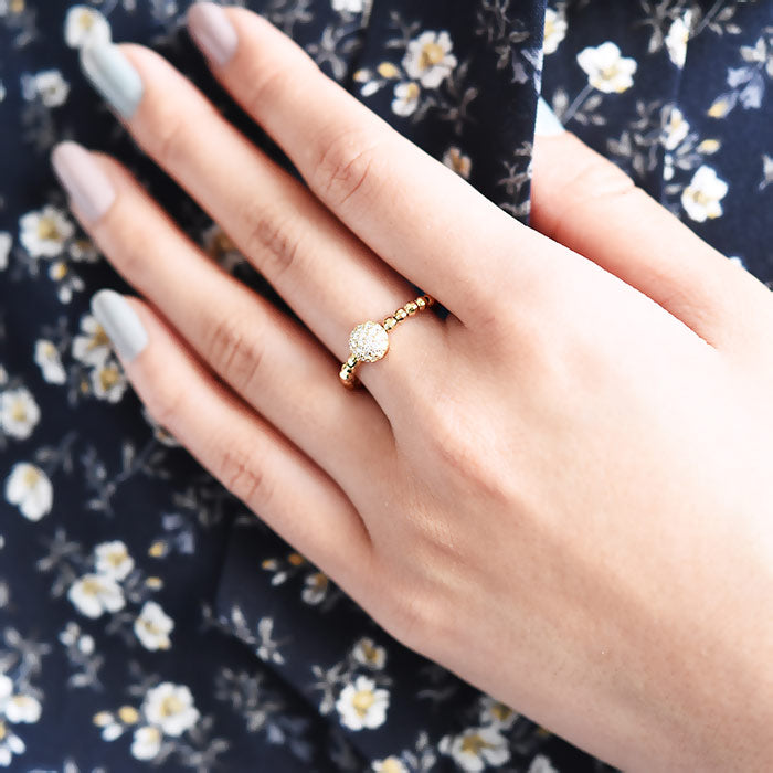 Diamond Ball N Bead Adjustible Ring