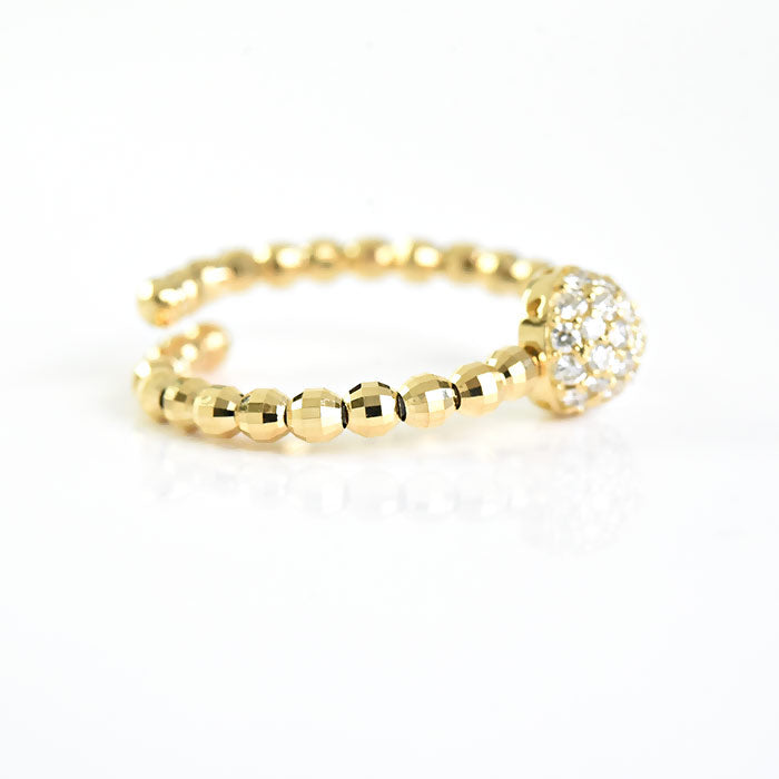 Diamond Ball N Bead Adjustible Ring