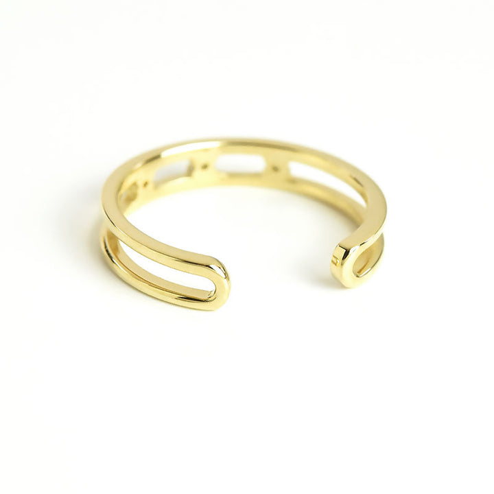 Double Line with Diamonds Cuffs Cum Ring