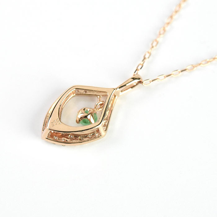 Emerald Drop Diamond Pendant with Chain