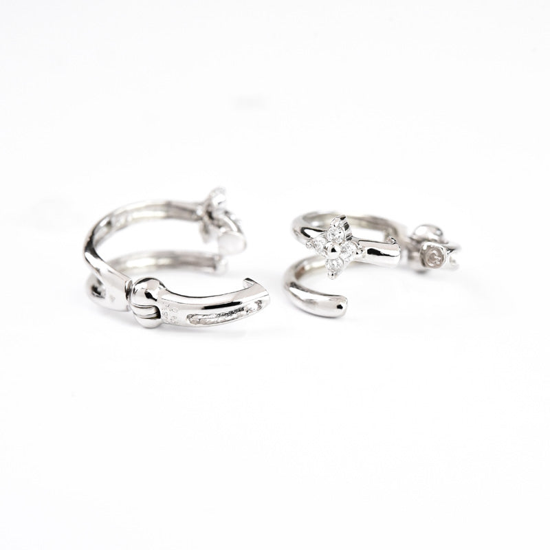 Diamond Flower Hoop Earring