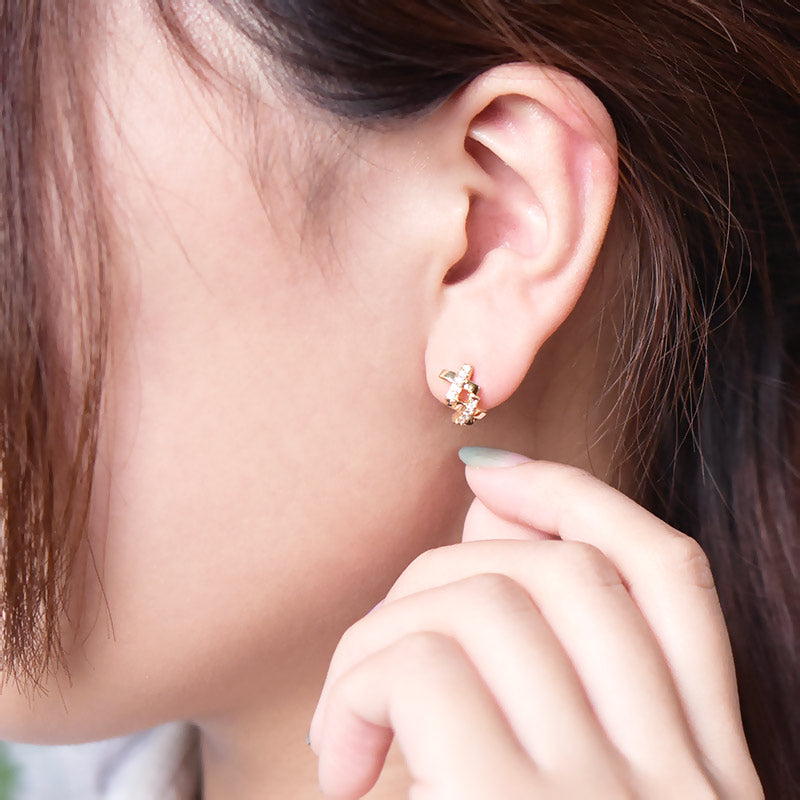 Cross Diamond Hoop Earrings