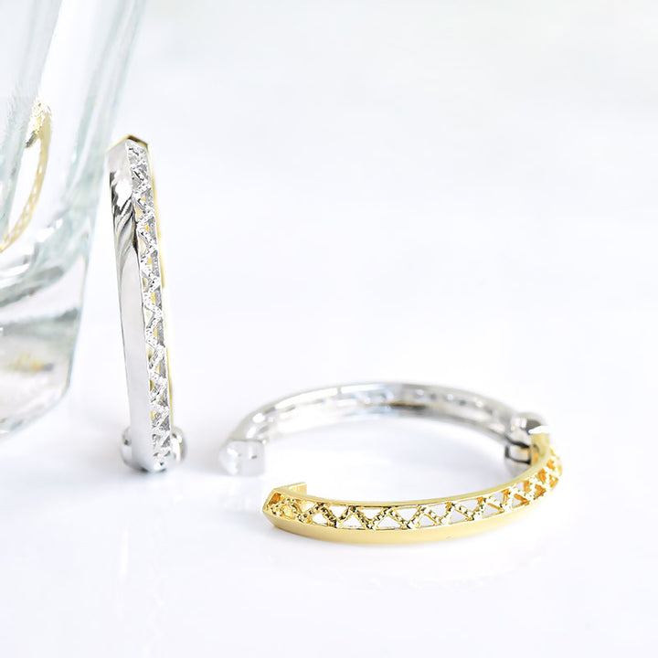 2 Color Zig Zag Hoop Earring