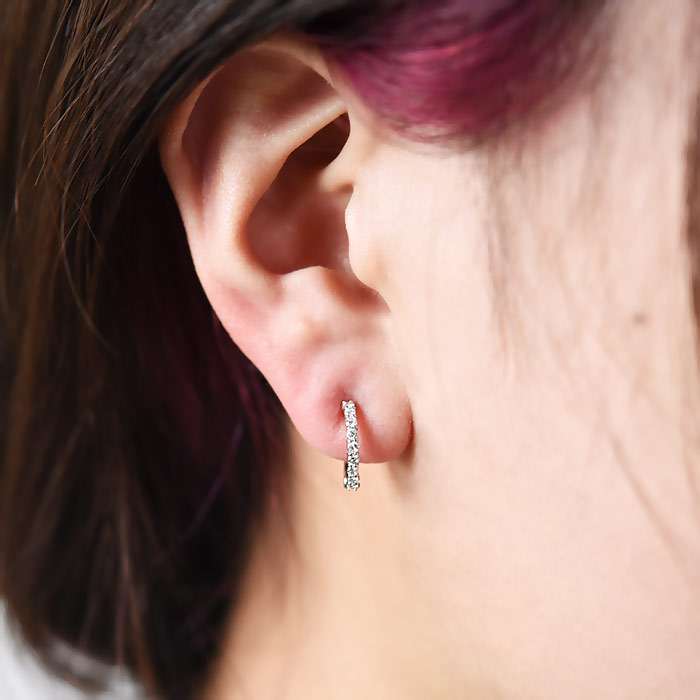Diamond Line Hoop Earrings