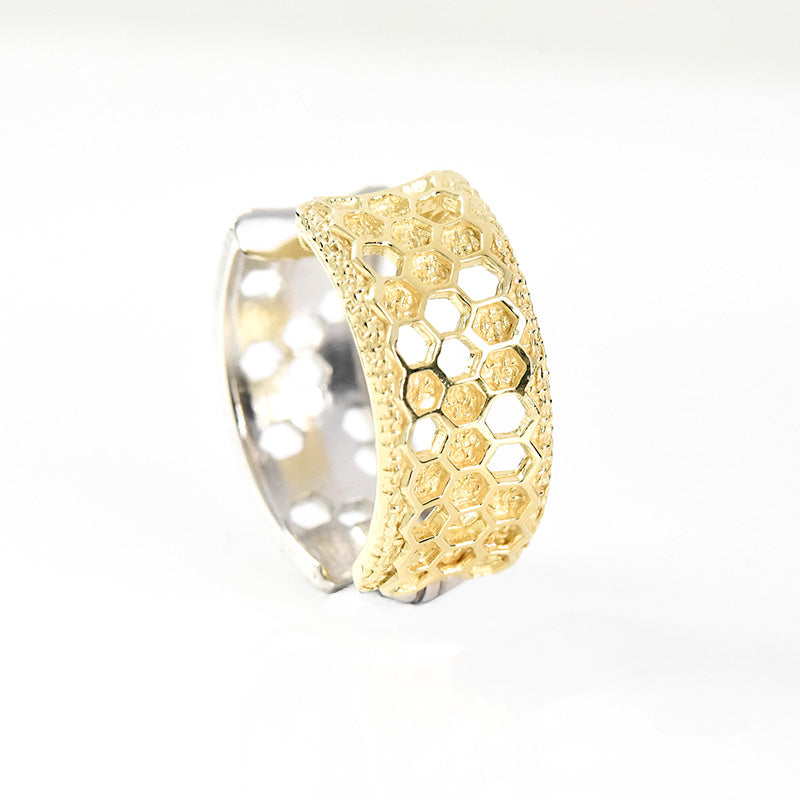 2 Color Hexagon Hoop Earrings