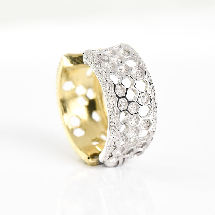 2 Color Hexagon Hoop Earrings