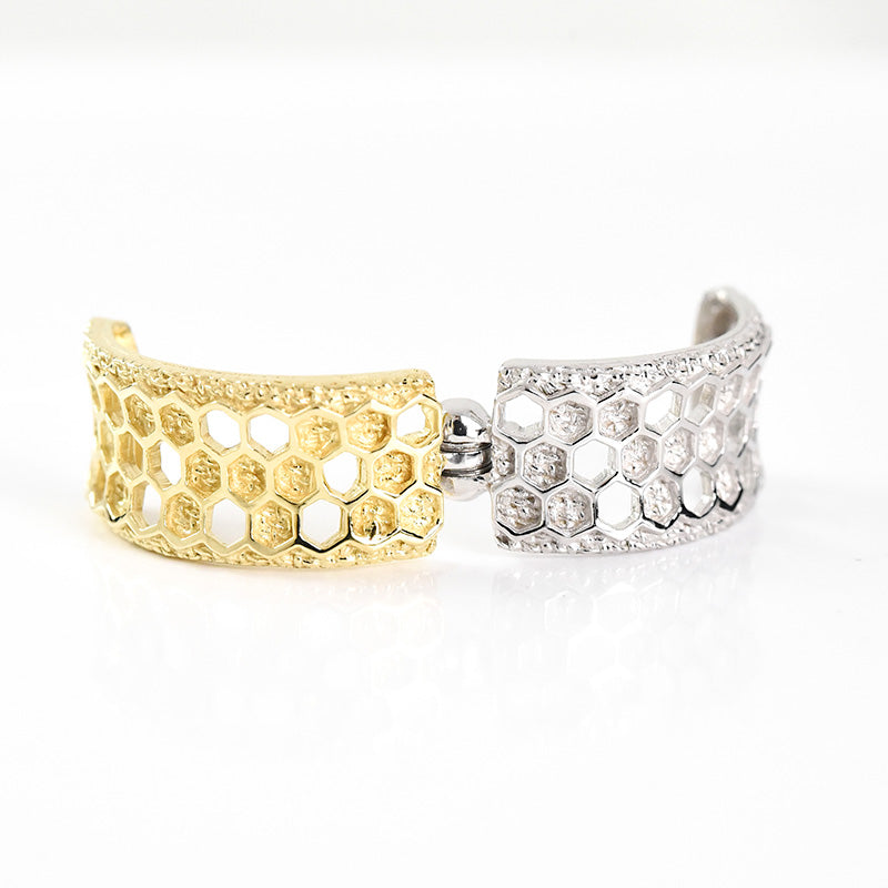 2 Color Hexagon Hoop Earrings